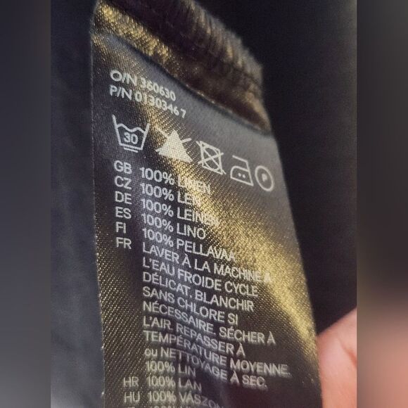 H&M Black M 100% LINEN Crop Sheer Knit Women's Opened Sweater Cardigan - Picture 3 of 5